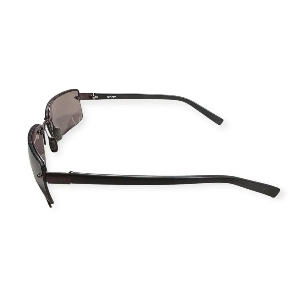 DKNY‎ 7220S Rectangle Sunglasses Rimless Gray/Purple Lenses Sleek Retro Shades